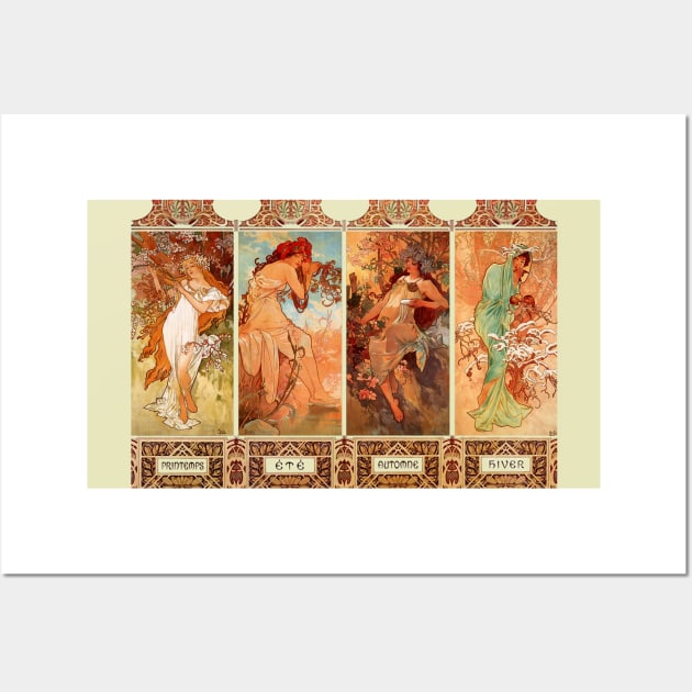 Alphonse Mucha Four Seasons Art Nouveau Wall Art by JoolyA